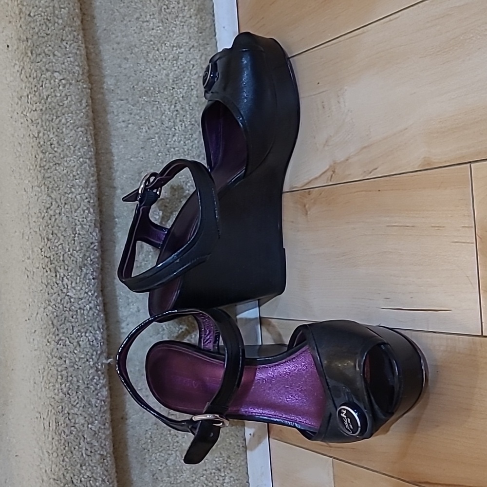 Women's size 9 Coach black wedge platform shoes